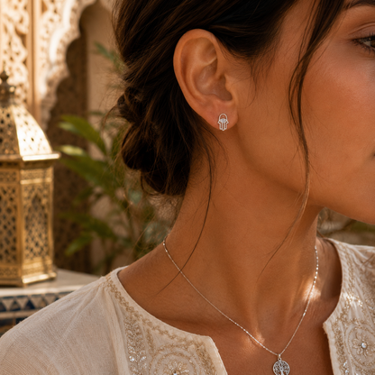 Boucles d'Oreilles Main de Fatma en Argent 925 – Bijou Protecteur et Élégant pour Femme