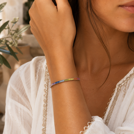 Bracelet Tennis Multicolore en Argent 925 – Explosion de Couleurs et d'Élégance