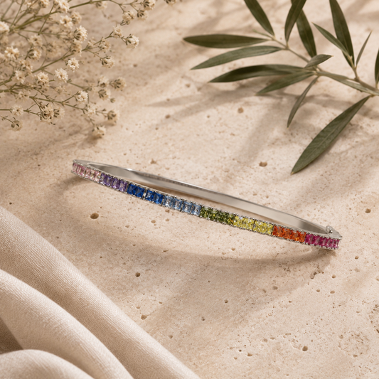 Bracelet Tennis Multicolore en Argent 925 – Explosion de Couleurs et d'Élégance