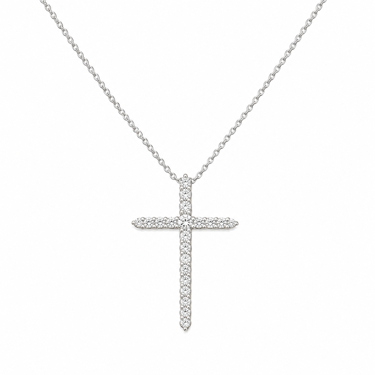 Pendentif Croix Argent 925 Entièrement Sertie – Éclat Total & Symbolisme Fort