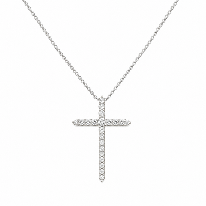 Pendentif Croix Argent 925 Entièrement Sertie – Éclat Total & Symbolisme Fort