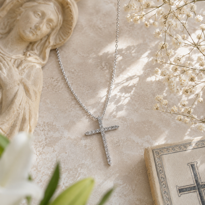 Pendentif Croix Argent 925 Entièrement Sertie – Éclat Total & Symbolisme Fort