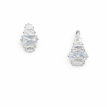 Boucles d’oreilles zirconiums rectangulaires en argent 925 rhodié – Éclat moderne