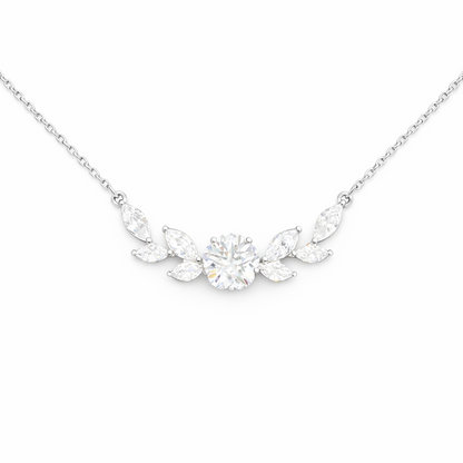 Collier zirconiums feuillage en argent 925 rhodié – Élégance lumineuse