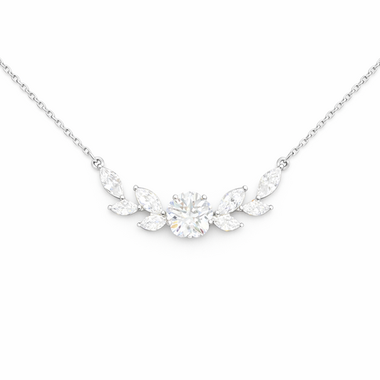 Collier zirconiums feuillage en argent 925 rhodié – Élégance lumineuse