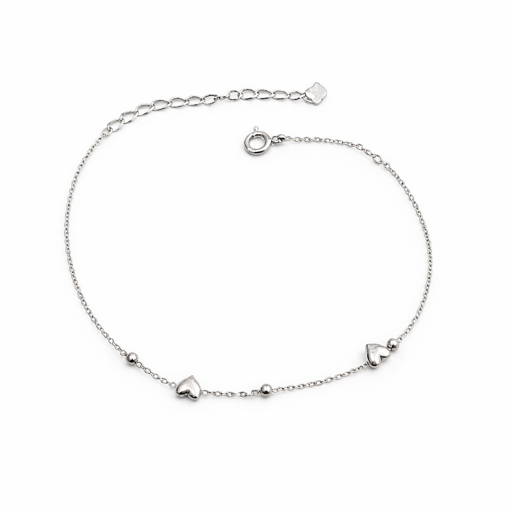Bracelet Fin Cœurs Argent 925 Rhodié – Bijou Femme Délicat