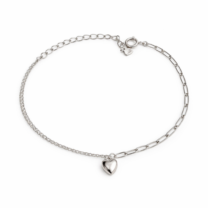 Bracelet Cœur Argent 925 Rhodié – Bracelet Fin Femme Élégant
