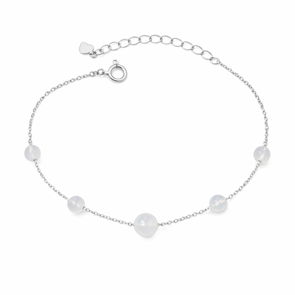 Bracelet Perles Blanches Argent 925 Rhodié – Bracelet Fin Femme