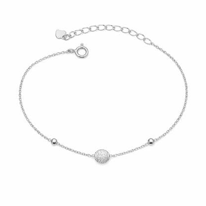 Bracelet Boule Zircons Argent 925 Rhodié – Bracelet Fin Femme