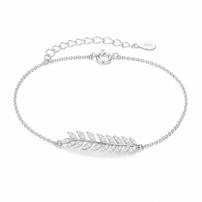 Bracelet femme branche de laurier en argent 925 rhodié serti d'oxydes de zirconium blancs – Jessilver