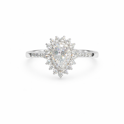 Bague Poire Zircon Argent 925 Rhodié – Bague Femme Élégante