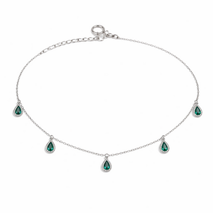 Collier Gouttes Vertes Pendantes Argent 925 Rhodié – Collier Femme Élégant