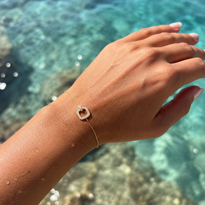 Bracelet Carré Argent 925 Rhodié & Zirconiums – Femme