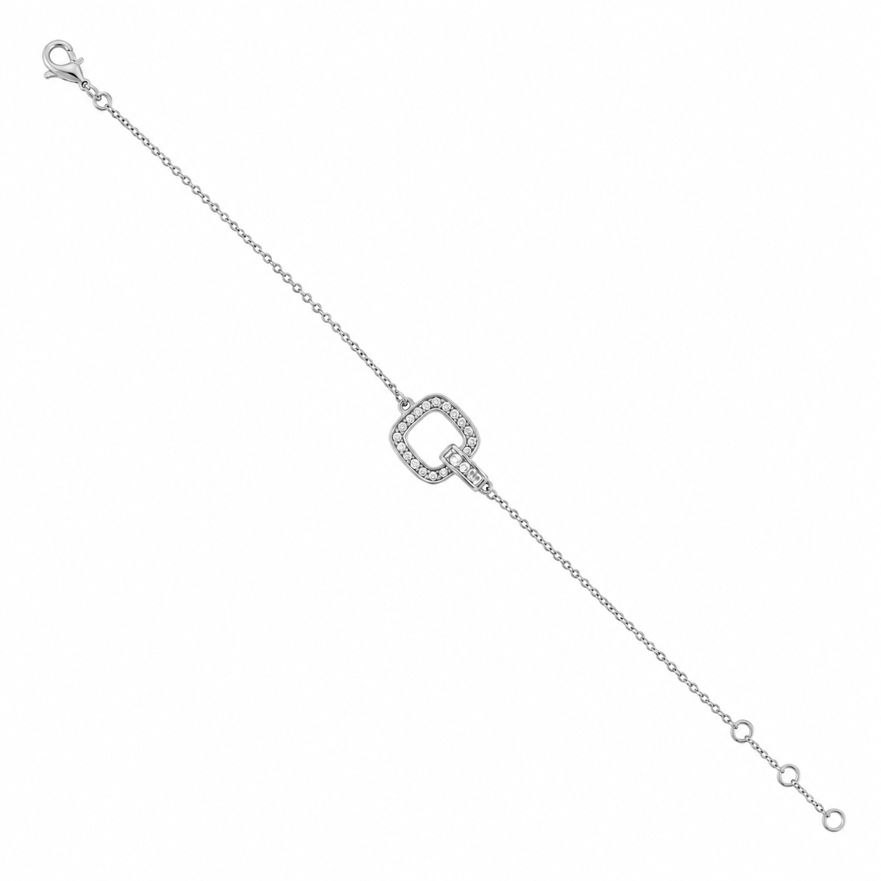Bracelet Carré Argent 925 Rhodié & Zirconiums – Femme