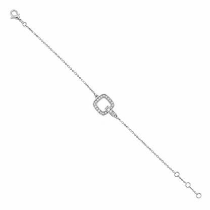 Bracelet Carré Argent 925 Rhodié & Zirconiums – Femme