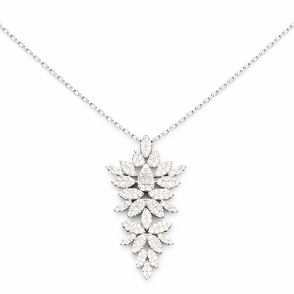 Collier pendentif feuillage en argent 925 rhodié – Élégance scintillante