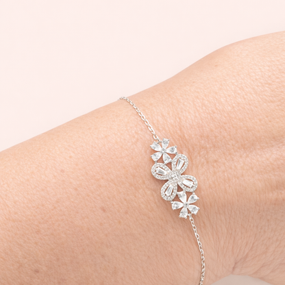 Bracelet fleur pavée en argent 925 rhodié – Élégance délicate