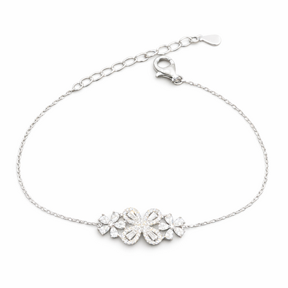 Bracelet fleur pavée en argent 925 rhodié – Élégance délicate