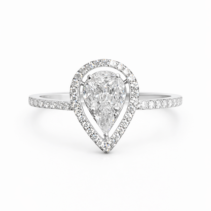 Bague poire pavée zirconiums en argent 925 rhodié – Élégance précieuse