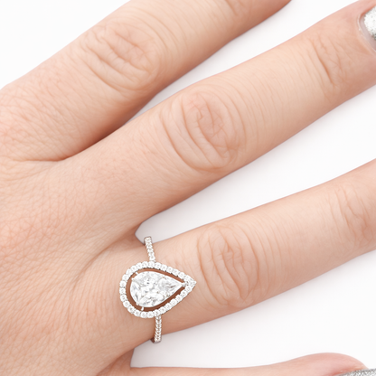 Bague poire pavée zirconiums en argent 925 rhodié – Élégance précieuse