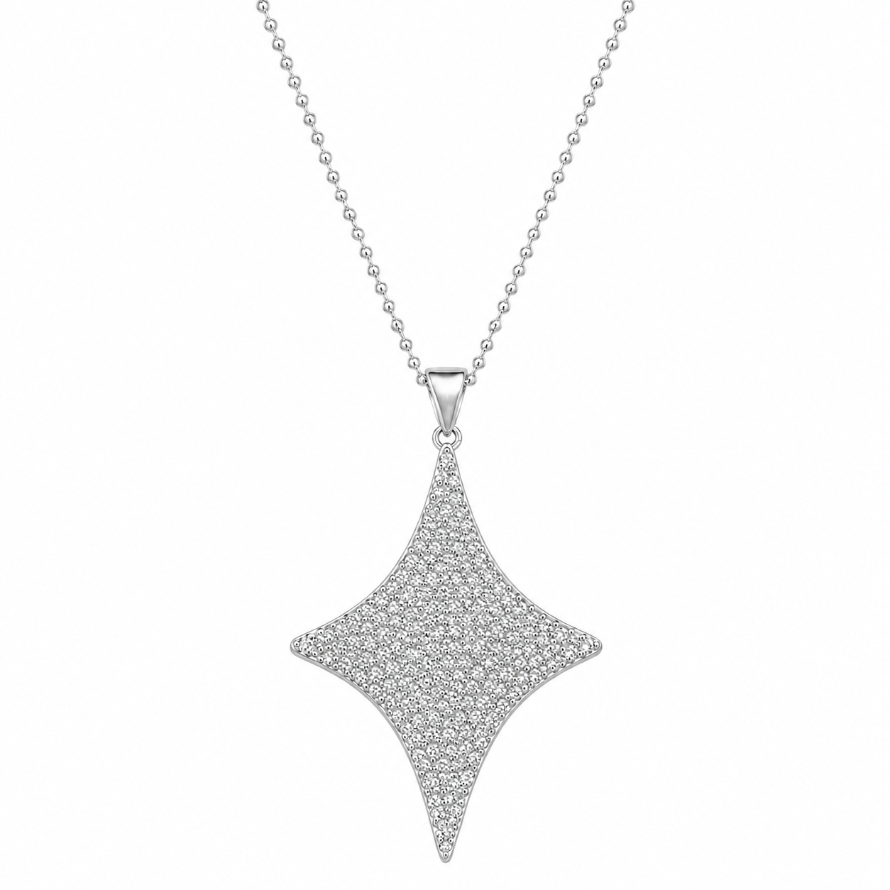 Collier Étoile Argent 925 Rhodié avec Oxydes de Zirconium – Pendentif Élégant Femme