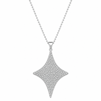 Collier Étoile Argent 925 Rhodié avec Oxydes de Zirconium – Pendentif Élégant Femme