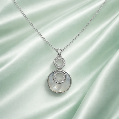 Collier pendentif nacre et oxydes en argent 925 rhodié – Bijou femme élégant