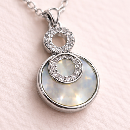 Collier pendentif nacre et oxydes en argent 925 rhodié – Bijou femme élégant