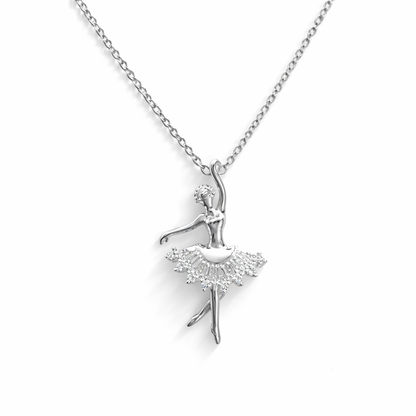 Collier ballerine en argent 925 rhodié – Pendentif danseuse élégante femme
