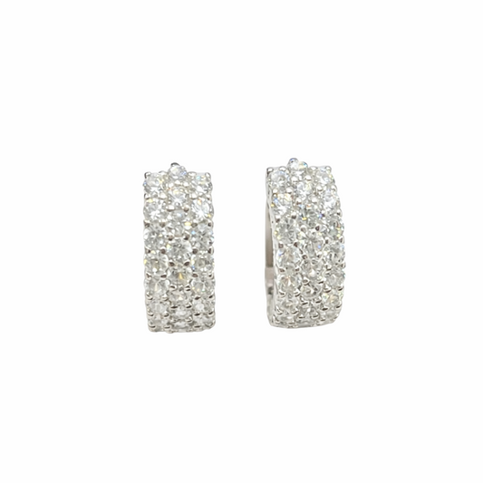 Créoles pavées en argent 925 rhodié – Éclat zirconium