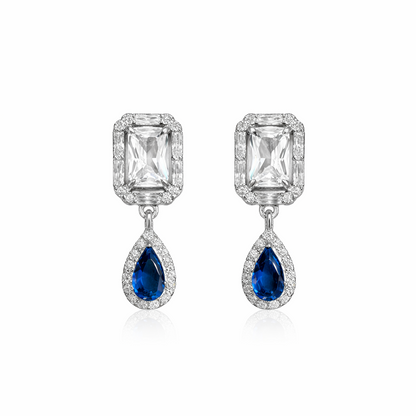 Boucles d’oreilles pendantes pierre bleue – Argent 925 rhodié