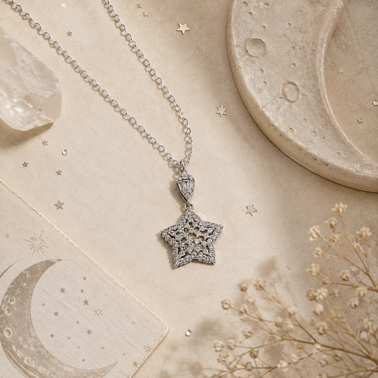 Collier Étoile Dentelle en Argent 925 – Zirconiums
