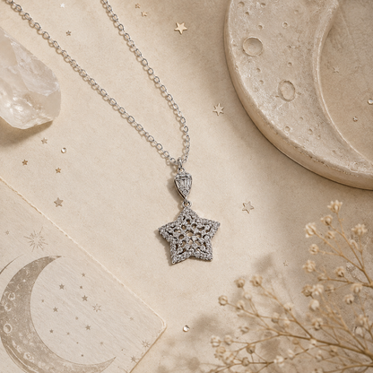 Collier Étoile Dentelle en Argent 925 – Zirconiums