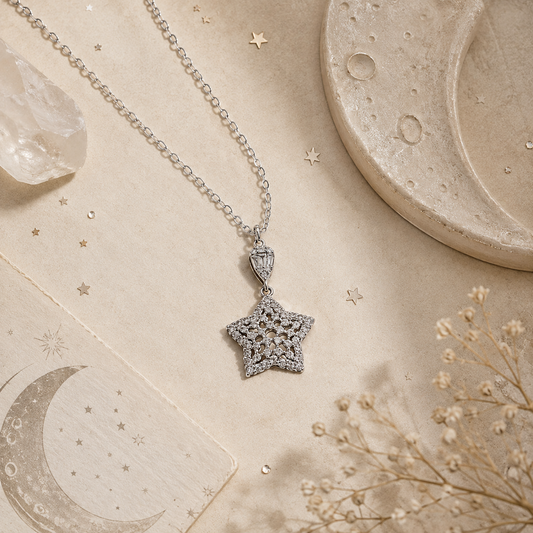 Collier Étoile Dentelle en Argent 925 – Zirconiums