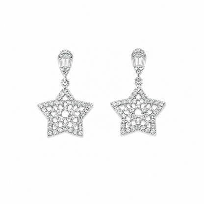 Boucles d’Oreilles Étoile Dentelle en Argent 925 – Zirconiums