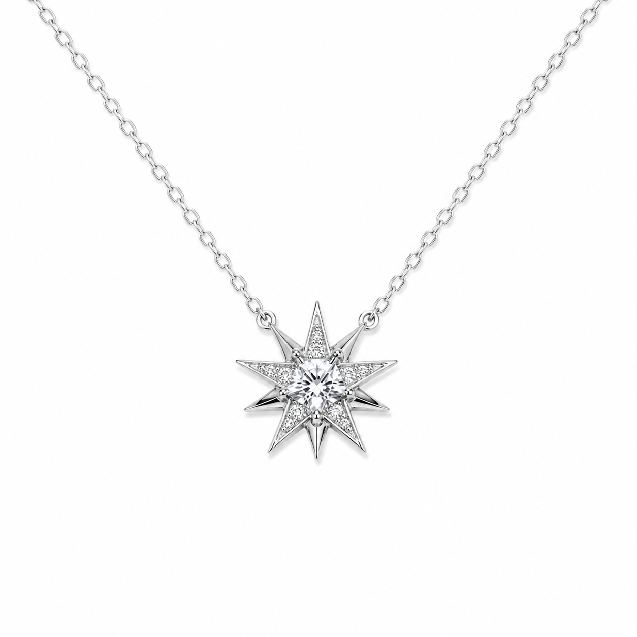 Collier Étoile Polaire en Argent 925 – Zirconiums