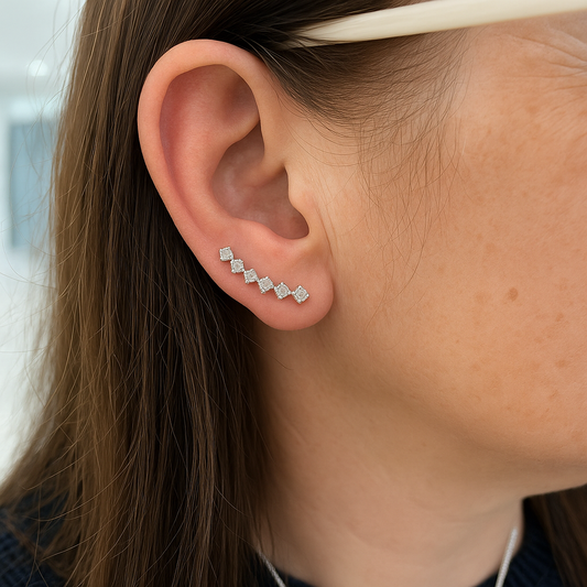 Boucles d'Oreilles Argent 925 & Zirconiums – Montée Éblouissante et Style Chic