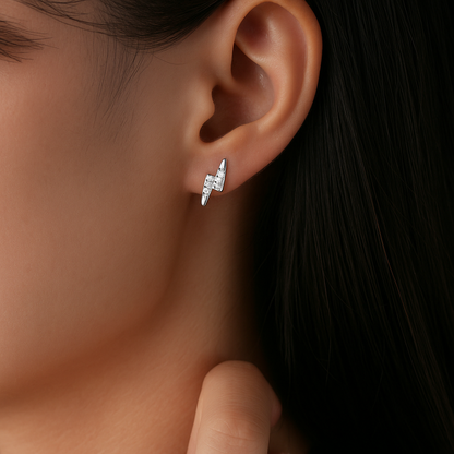 Boucles d'Oreilles Éclair en Argent 925 pour Femme – Bijou Tendance, Brillant et Hypoallergénique