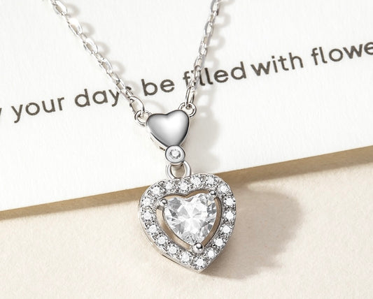 Collier cœur argent 925 rhodié avec zircons – Élégance et éclat intemporel