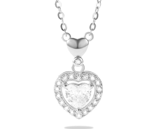 Collier cœur argent 925 rhodié avec zircons – Élégance et éclat intemporel