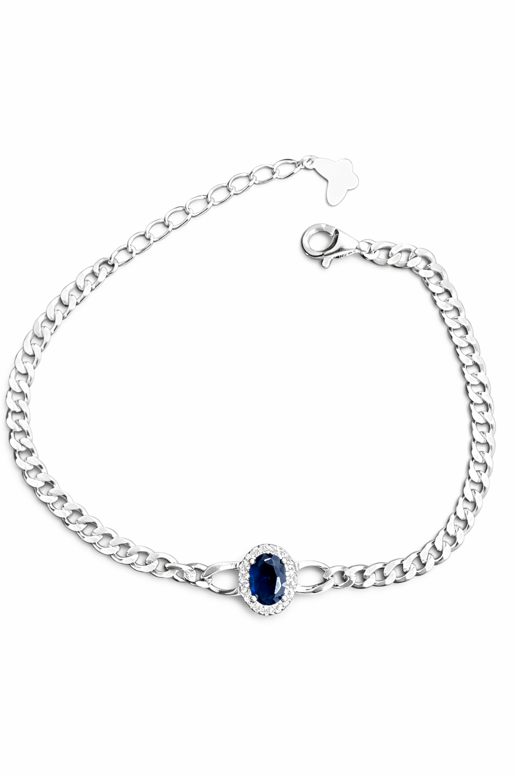Bracelet pierre bleue en argent 925 rhodié – Élégance raffinée