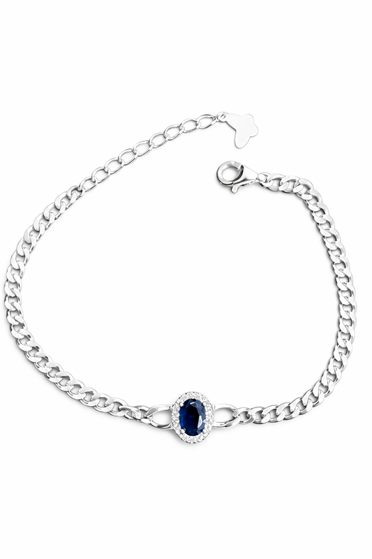 Bracelet pierre bleue en argent 925 rhodié – Élégance raffinée