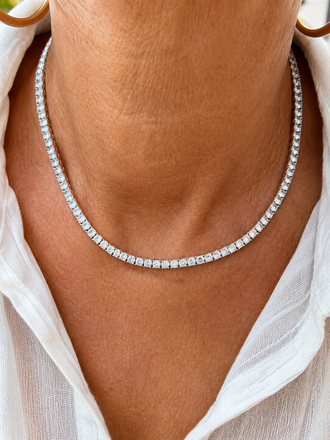 Collier Tennis Argent 925 – Zircons Blancs