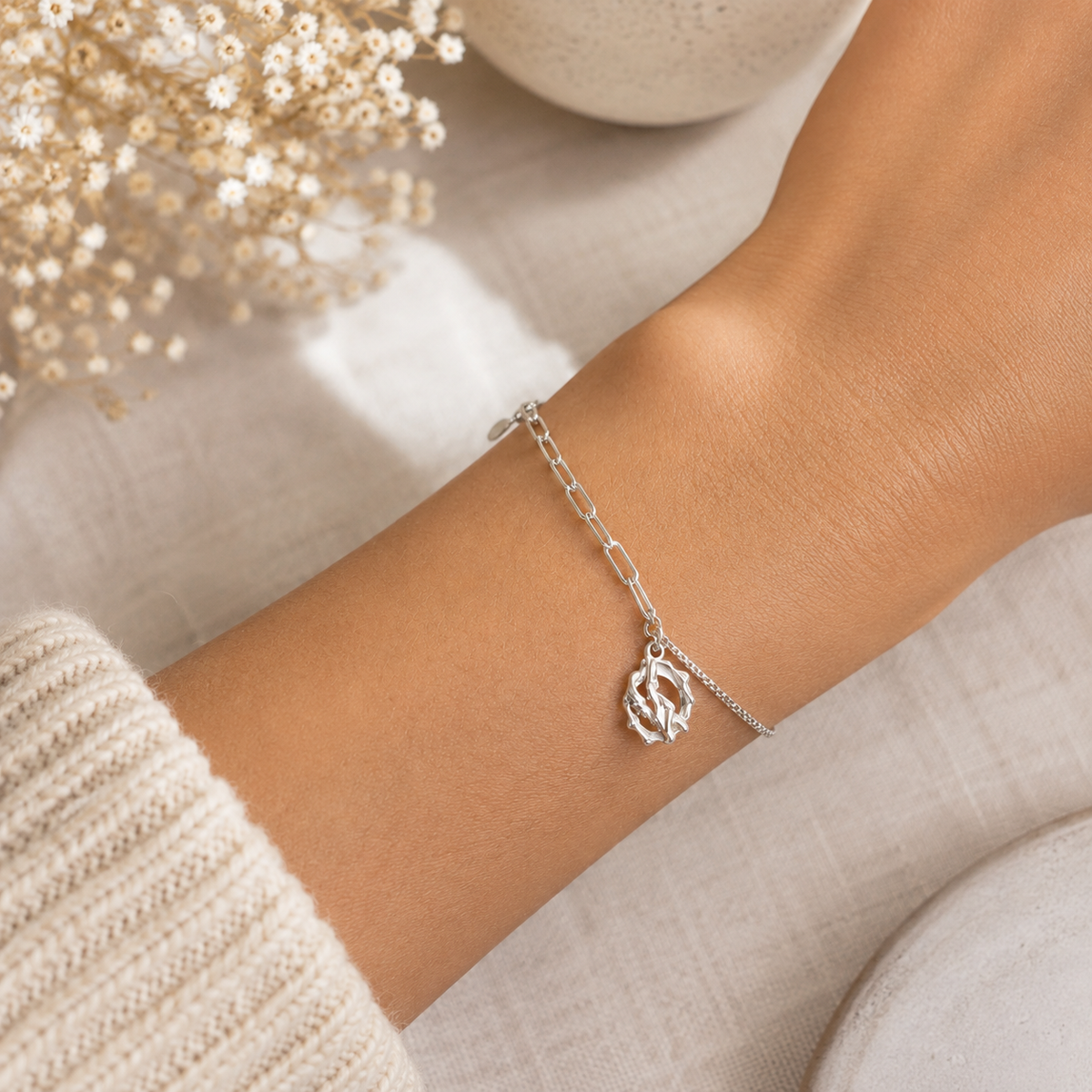 Bracelet Chaîne Argent 925 Rhodié Réglable – Bijou Femme Élégant