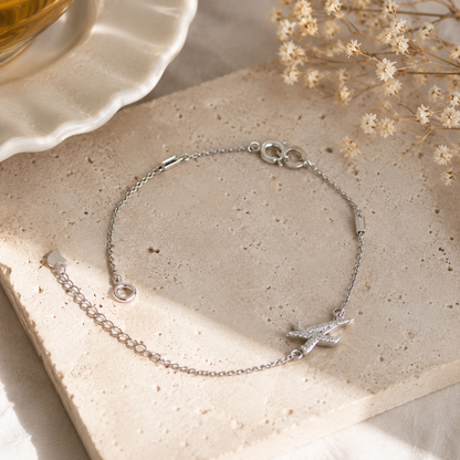 Bracelet Chiffres 4 et 3 Argent 925 Rhodié Pavé de Zircons Blancs – Bijou Femme