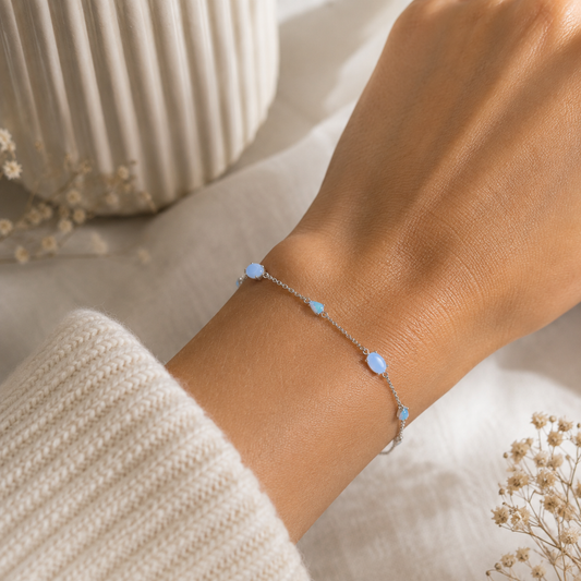 Bracelet pierres bleues délicates – Argent 925 rhodié