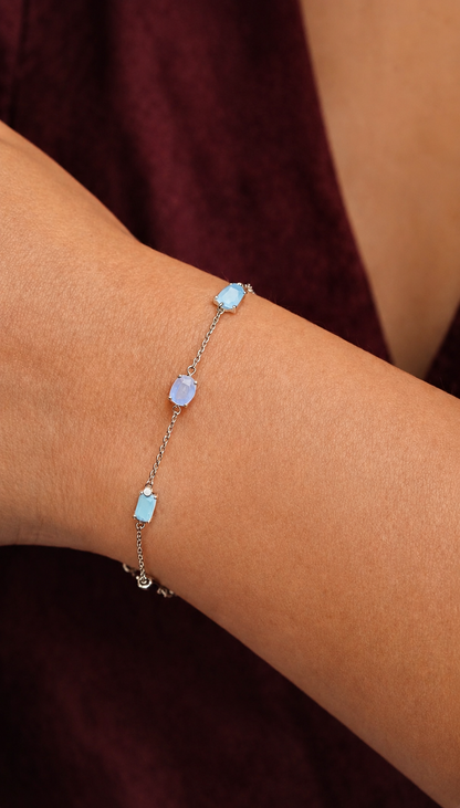 Bracelet pierres bleues délicates – Argent 925 rhodié