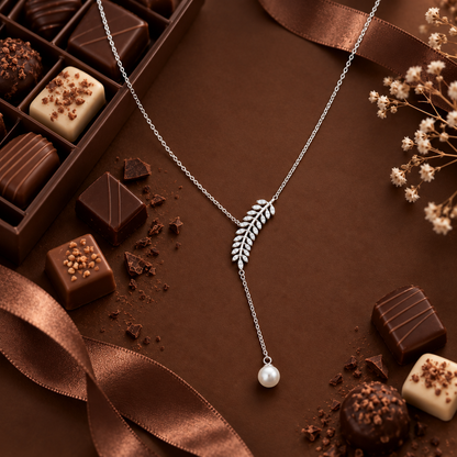 Collier Feuille & Perle Femme – Bijou Élégant