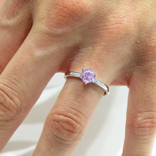 Bague en Argent 925 avec Pierre Rose et Pavé Zirconium – Douceur Romantique et Éclat Féminin