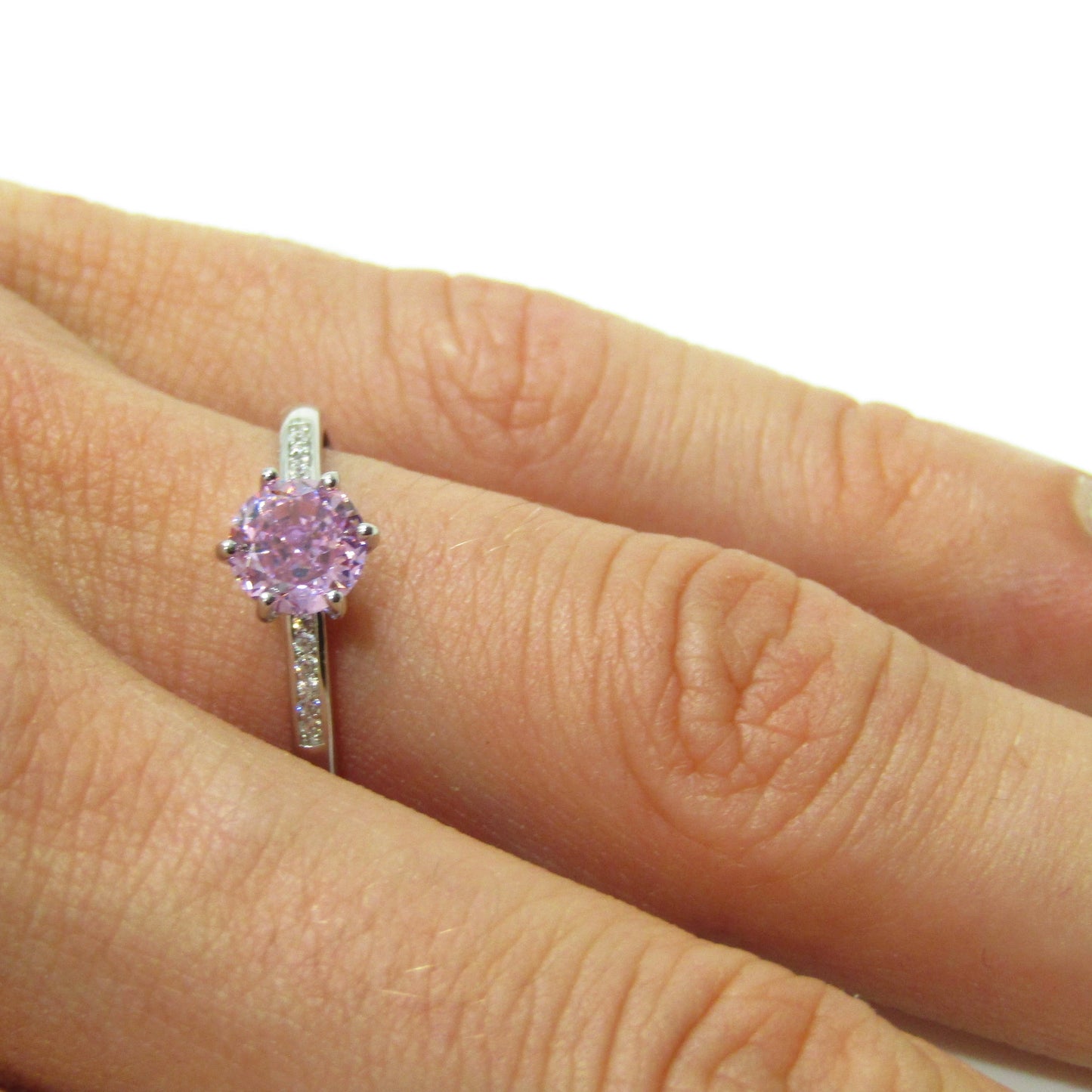 Bague en Argent 925 avec Pierre Rose et Pavé Zirconium – Douceur Romantique et Éclat Féminin